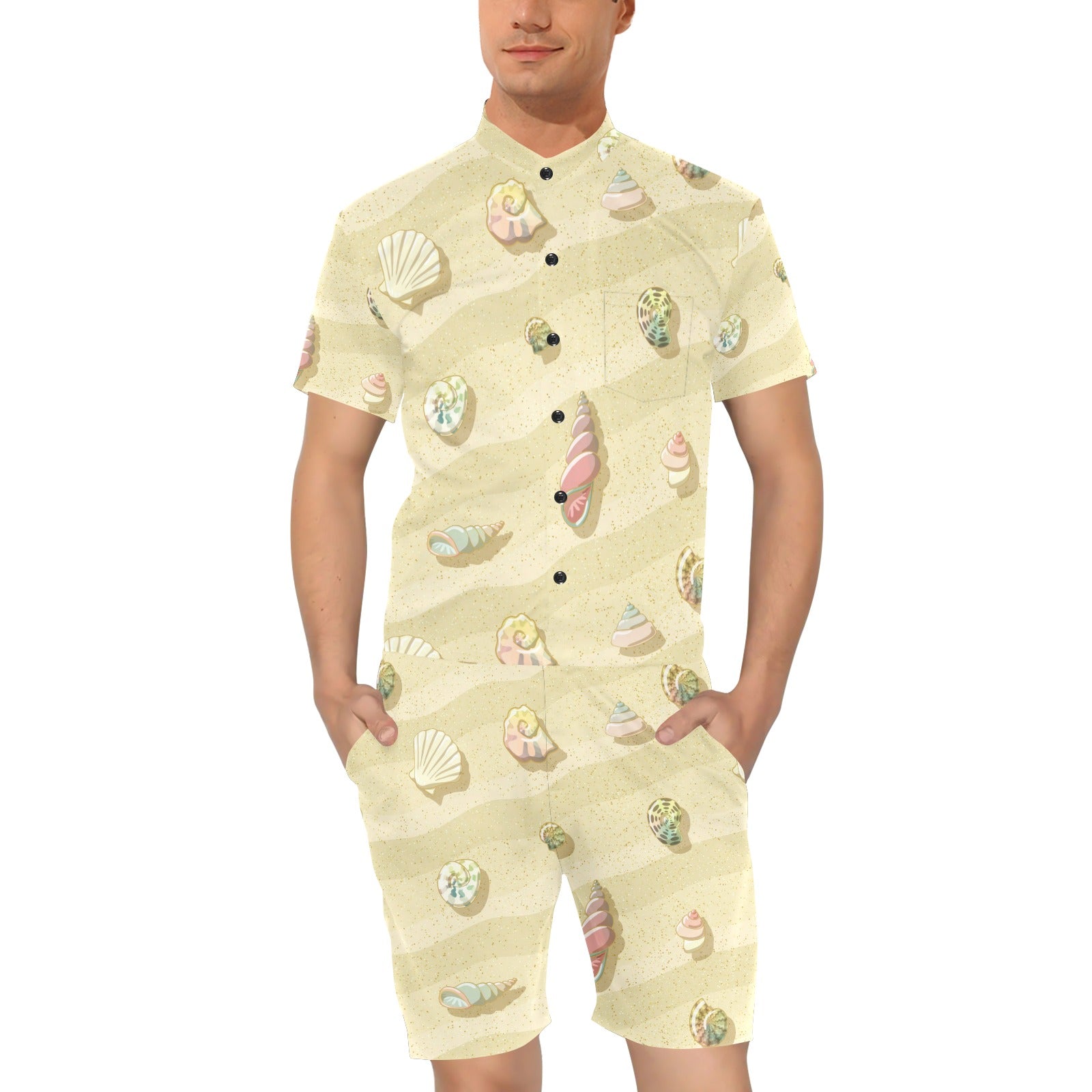 Beach with Seashell Theme Men's Romper