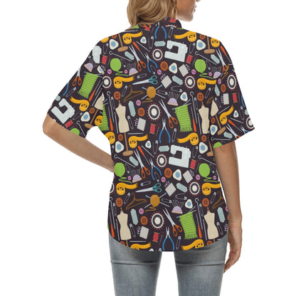 Sewing Equipment Print Design LKS308 Women's Hawaiian Shirt