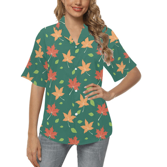 Maple Leaf Pattern Print Design 04 Women's Hawaiian Shirt