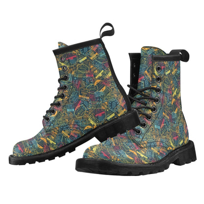 Travel Stamp Colorful Print Design LKS304 Women's Boots
