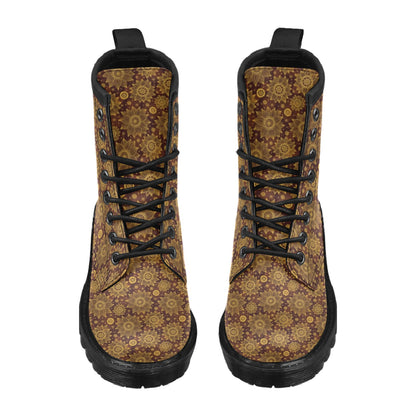 Gold Sunflower Hand Drawn Print Women's Boots