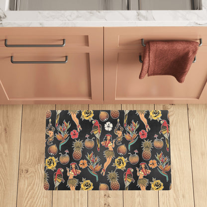 Hula Dancers Hawaiian Style Pattern Print Design 02 Kitchen Mat
