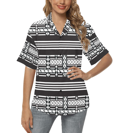 Samoan Tattoo Print Design LKS304 Women's Hawaiian Shirt