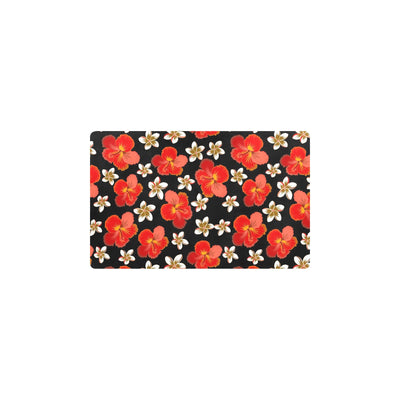 Red Hibiscus Pattern Print Design HB022 Kitchen Mat