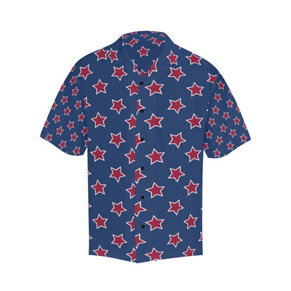 Star Red Blue Print Design LKS301 Men's Hawaiian Shirt
