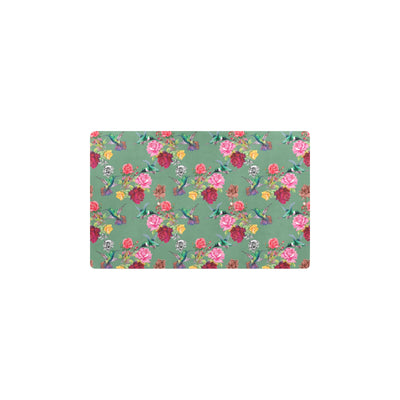 Hummingbird with Rose Themed Print Kitchen Mat