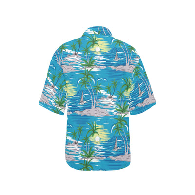 Palm Tree Beach Women's Hawaiian Shirt