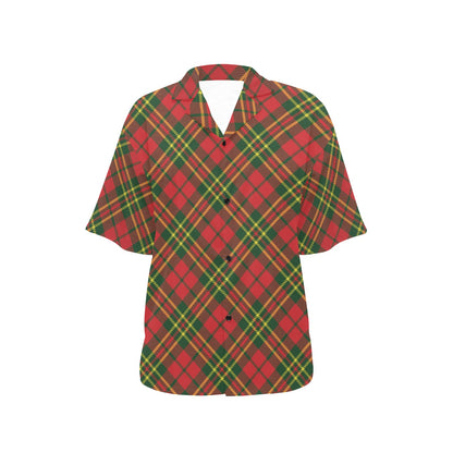 Plaid Holiday Pattern Print Design A01 Women's Hawaiian Shirt
