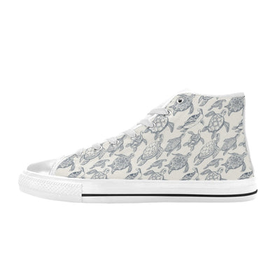 Sea Turtle Print Design LKS304 High Top Women's White Shoes