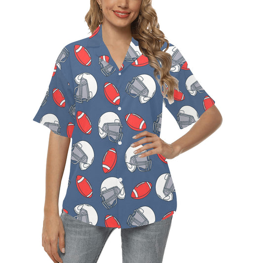 American Football Helmet Design Pattern Women's Hawaiian Shirt
