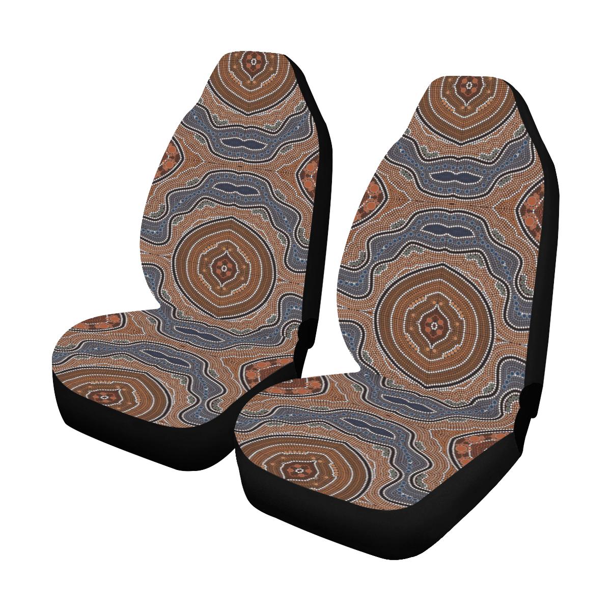 Aboriginal Pattern Print Design 01 Car Seat Covers (Set of 2)-JORJUNE.COM