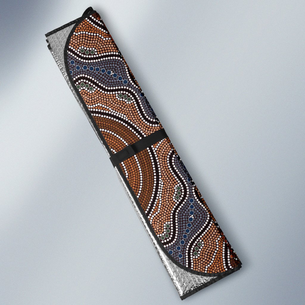 Aboriginal Pattern Print Design 01 Car Sun Shade-JORJUNE.COM