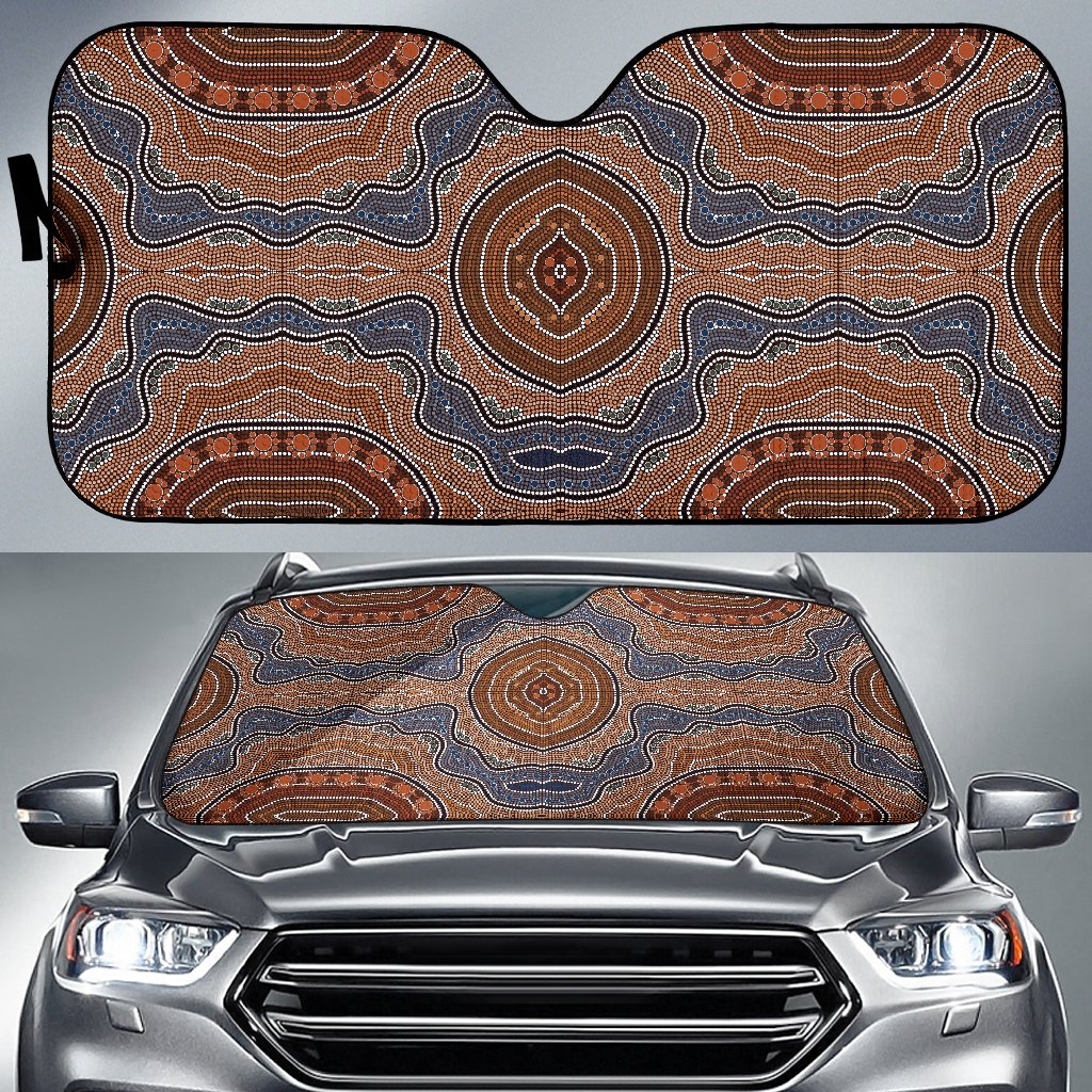 Aboriginal Pattern Print Design 01 Car Sun Shade-JORJUNE.COM