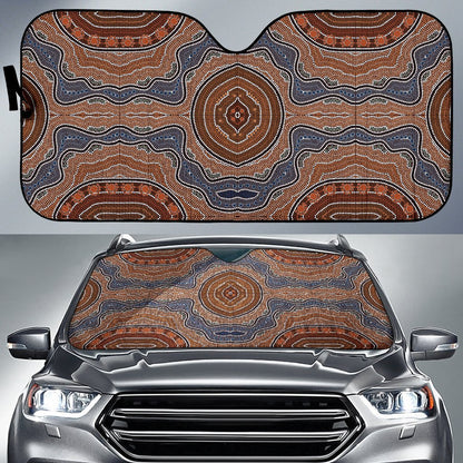 Aboriginal Pattern Print Design 01 Car Sun Shade-JORJUNE.COM