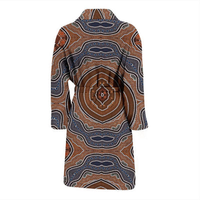 Aboriginal Pattern Print Design 01 Men Bathrobe-JORJUNE.COM