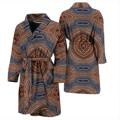 Aboriginal Pattern Print Design 01 Men Bathrobe-JORJUNE.COM