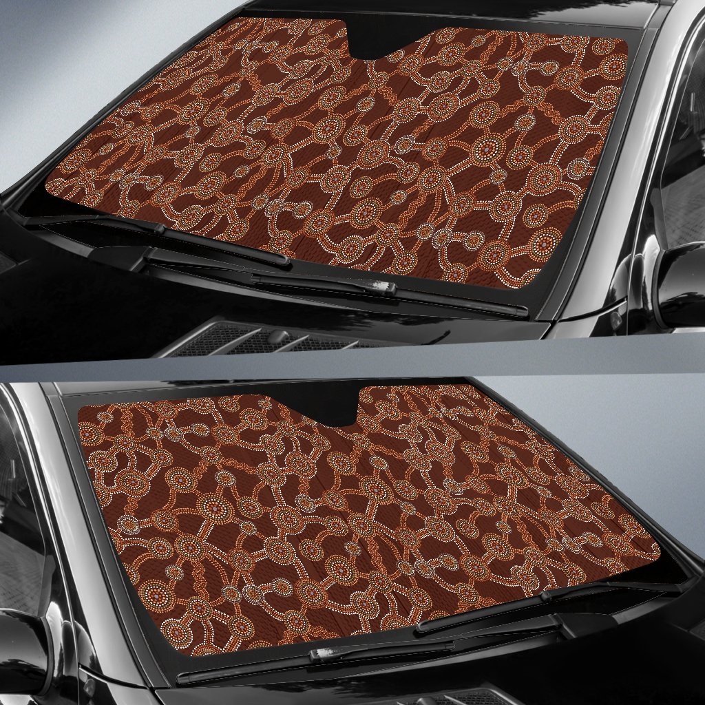 Aboriginal Pattern Print Design 03 Car Sun Shade-JORJUNE.COM