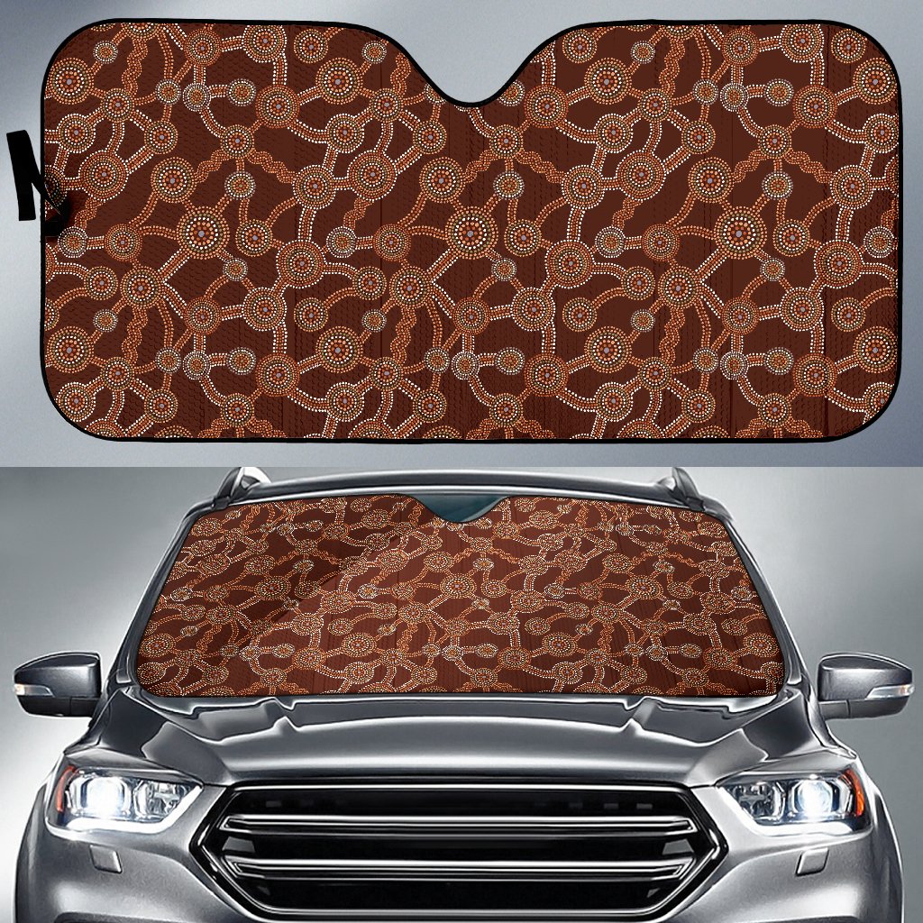 Aboriginal Pattern Print Design 03 Car Sun Shade-JORJUNE.COM