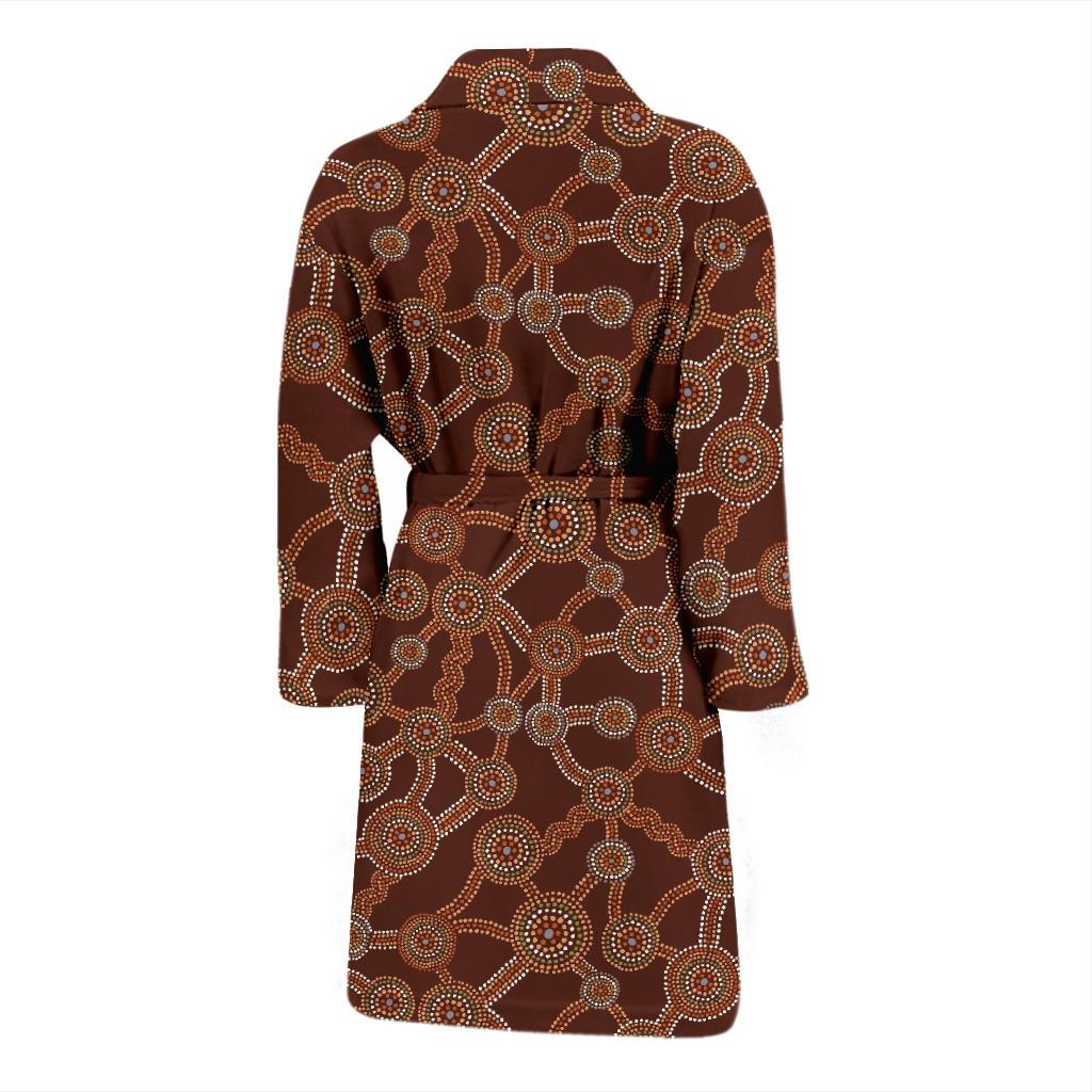 Aboriginal Pattern Print Design 03 Men Bathrobe-JORJUNE.COM