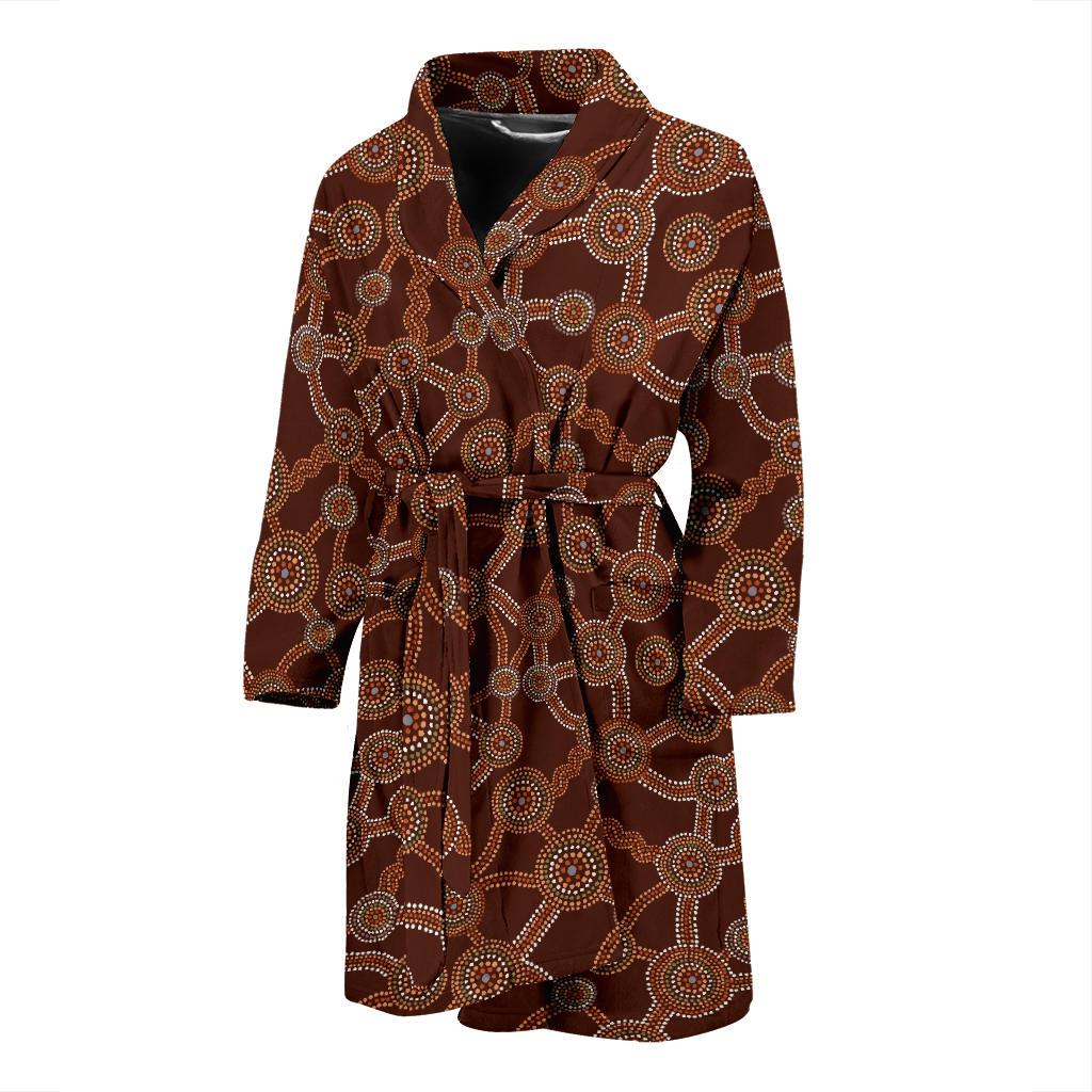 Aboriginal Pattern Print Design 03 Men Bathrobe-JORJUNE.COM