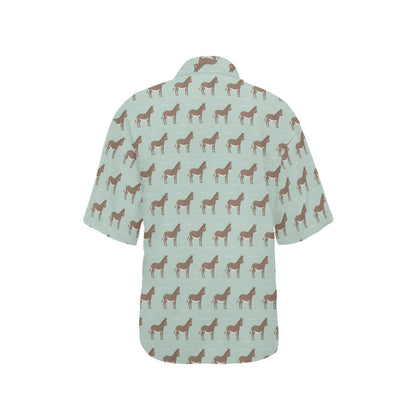 Donkey Print Design LKS402 Women's Hawaiian Shirt