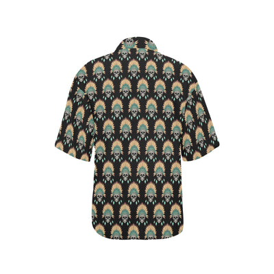 American indian Skull Pattern Women's Hawaiian Shirt