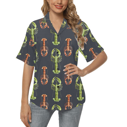 Lobster Pattern Print Design 01 Women's Hawaiian Shirt
