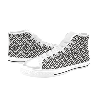 Tribal Pattern Print Design LKS303 High Top Women's White Shoes
