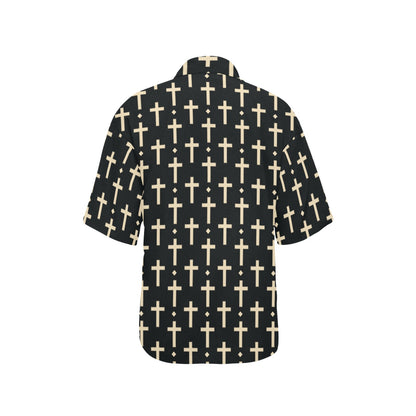 Cross Pattern Print Design 03 Women's Hawaiian Shirt