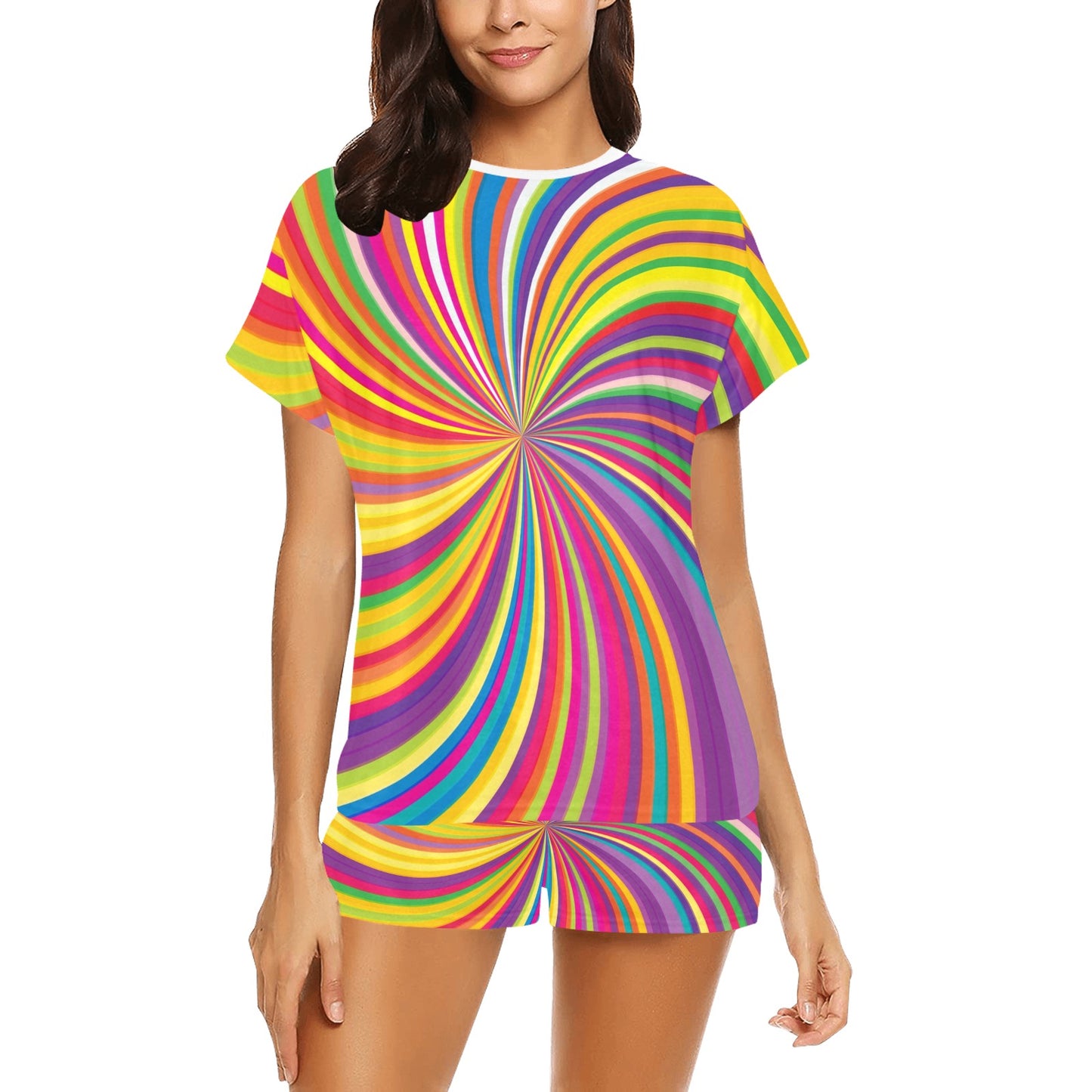 Vortex Print Design LKS301 Women's Short Pajama Set
