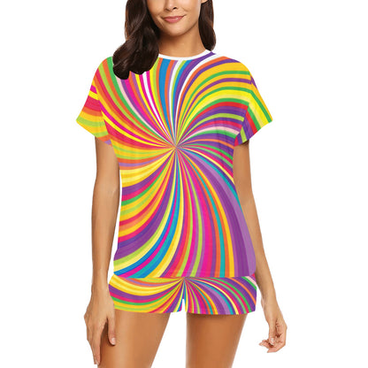 Vortex Print Design LKS301 Women's Short Pajama Set