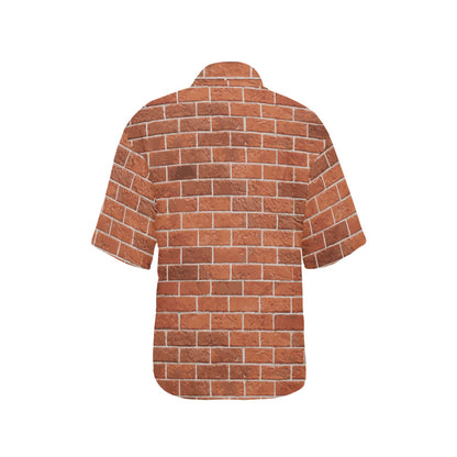 Brick Brown Pattern Print Design 02 Women's Hawaiian Shirt
