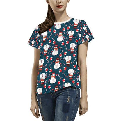 Snowman Print Design LKS301 Women's  T-shirt