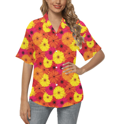 Gerberas Pattern Print Design GB05 Women's Hawaiian Shirt