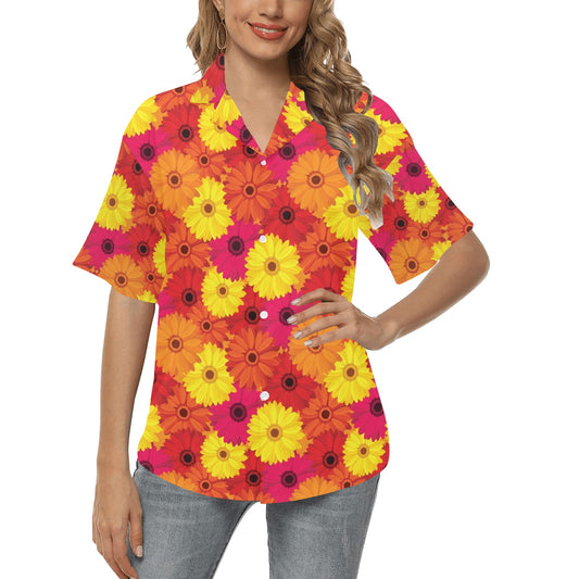 Gerberas Pattern Print Design GB05 Women's Hawaiian Shirt