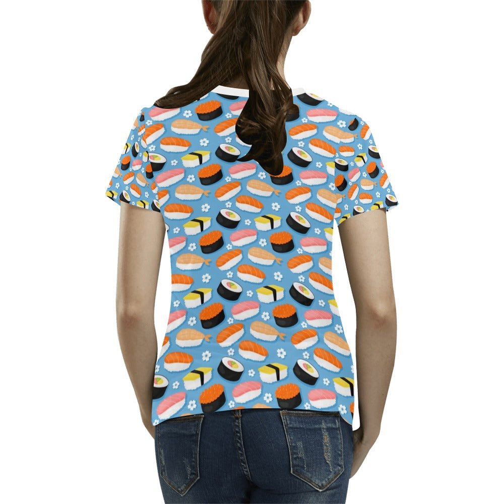 Sushi Print Design LKS304 Women's  T-shirt