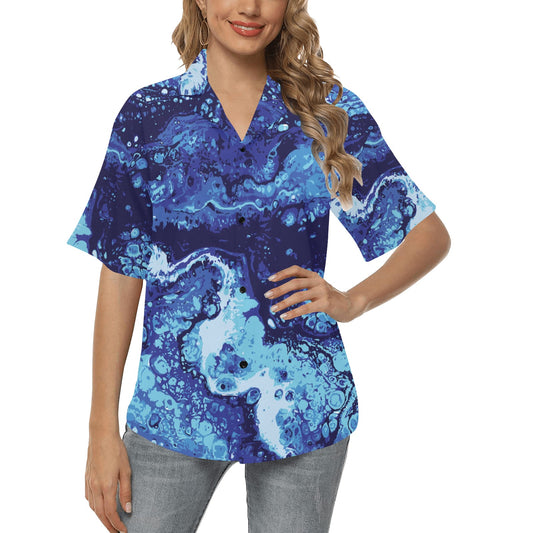 Ocean Liquid Pattern Print Design A03 Women's Hawaiian Shirt
