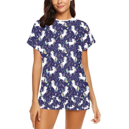 Unicorn Print Design LKS305 Women's Short Pajama Set