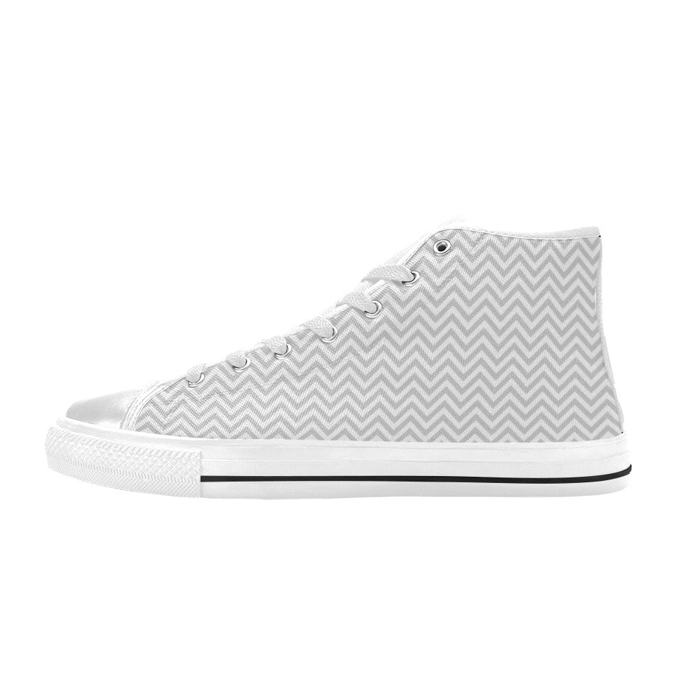 Chevron Print Design LKS401 High Top Women's White Shoes