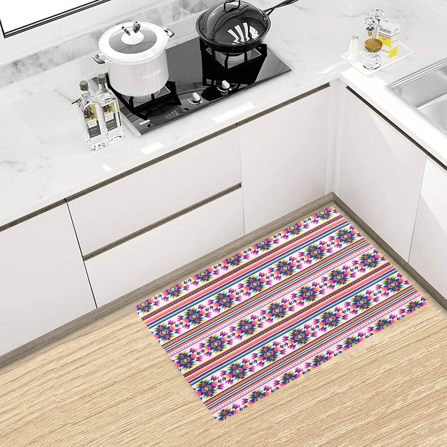 Indian Navajo Neon Themed Design Print Kitchen Mat