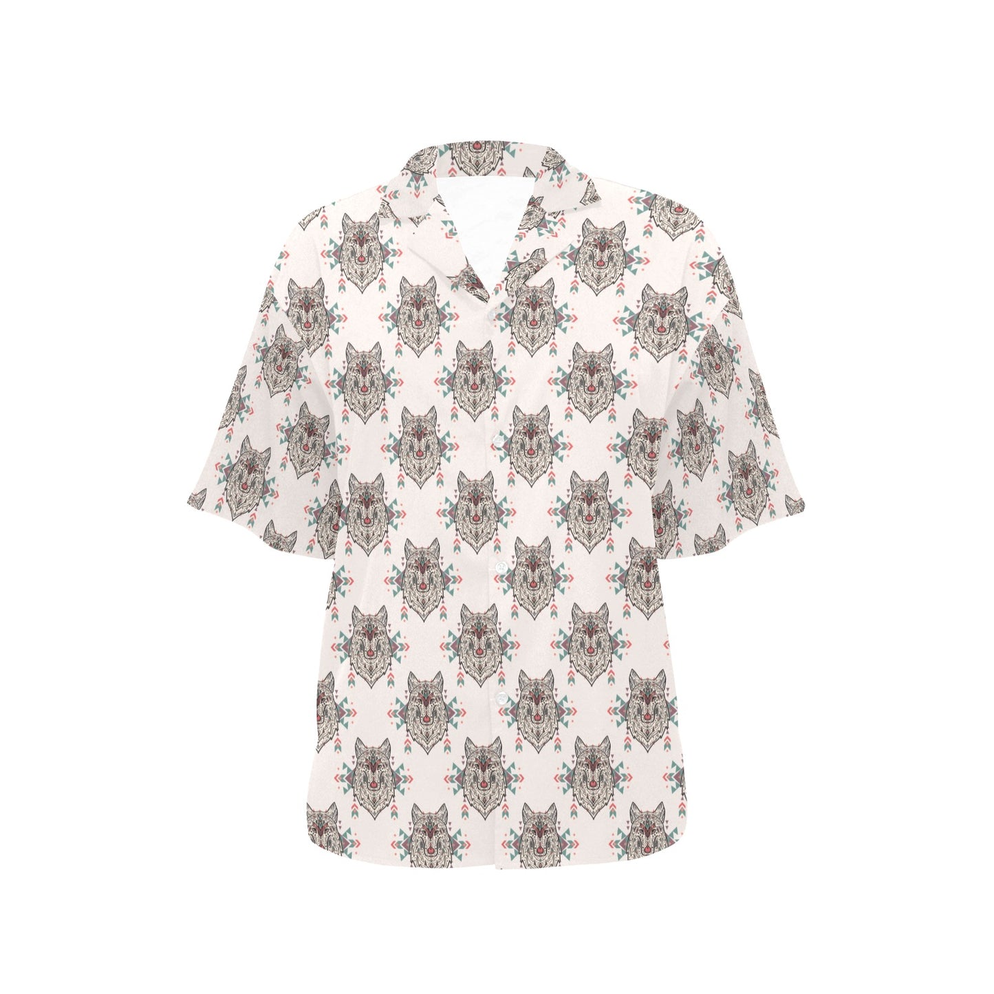 Aztec Wolf Pattern Print Design 01 Women's Hawaiian Shirt