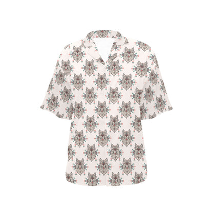 Aztec Wolf Pattern Print Design 01 Women's Hawaiian Shirt