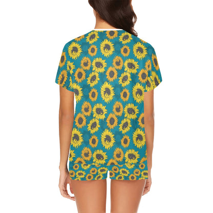 Sunflower Print Design LKS301 Women's Short Pajama Set