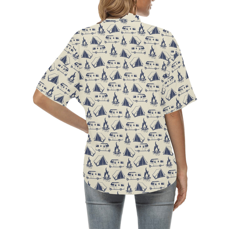 Campfire Pattern Print Design 01 Women's Hawaiian Shirt
