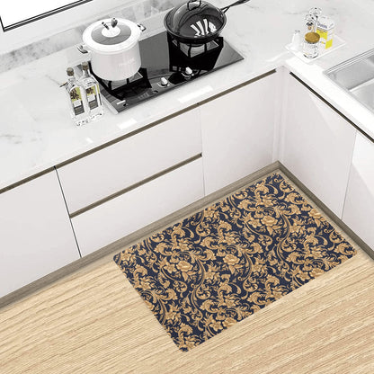Baroque Golden Pattern Print Design 03 Kitchen Mat