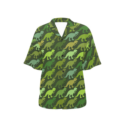 T Rex Pattern Print Design A03 Women's Hawaiian Shirt