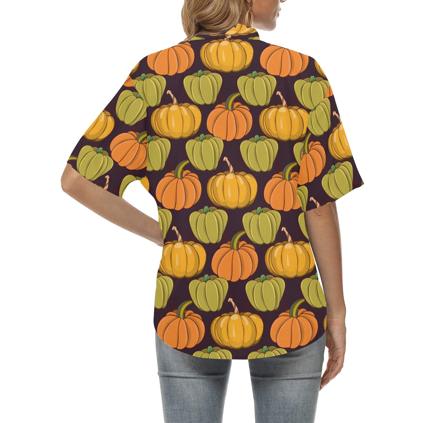 Pumpkin Pattern Print Design A01 Women's Hawaiian Shirt