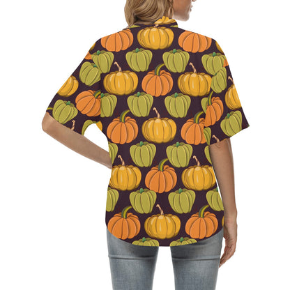Pumpkin Pattern Print Design A01 Women's Hawaiian Shirt