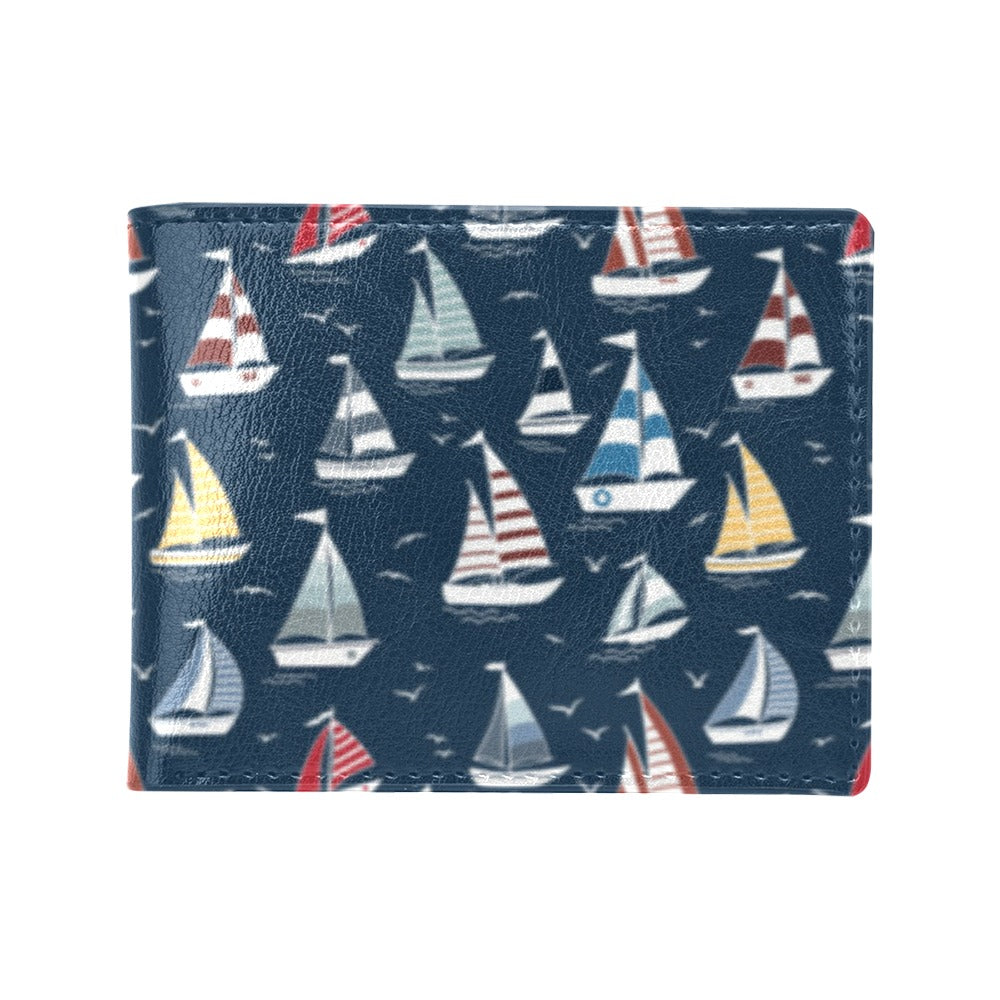 Sailboat Print Design LKS306 Men's ID Card Wallet