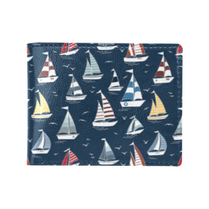 Sailboat Print Design LKS306 Men's ID Card Wallet